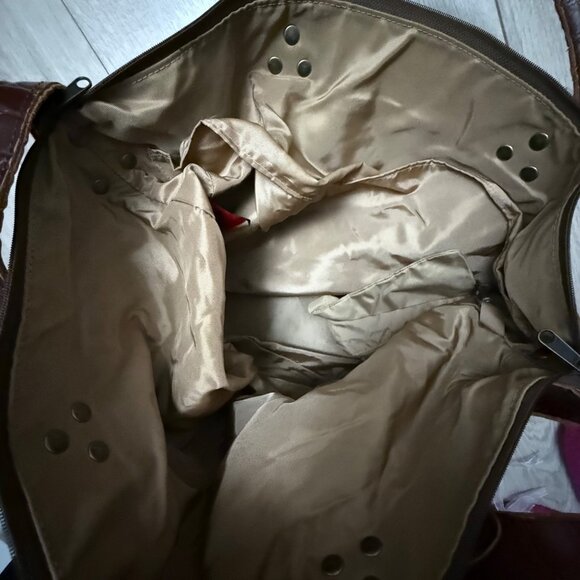 Douglas Women's Tote Shoulder Bag Blue Brown Leather Strap Golf Vintage Tapestry - Picture 8 of 9